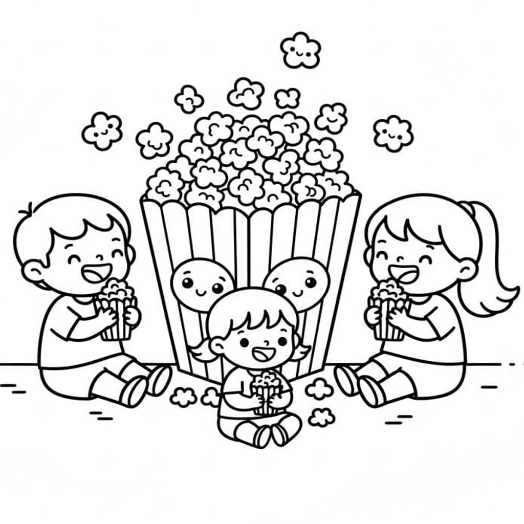 Kolorowanka Narysuj Prażona Kukurydza bezpłatny podstawowy