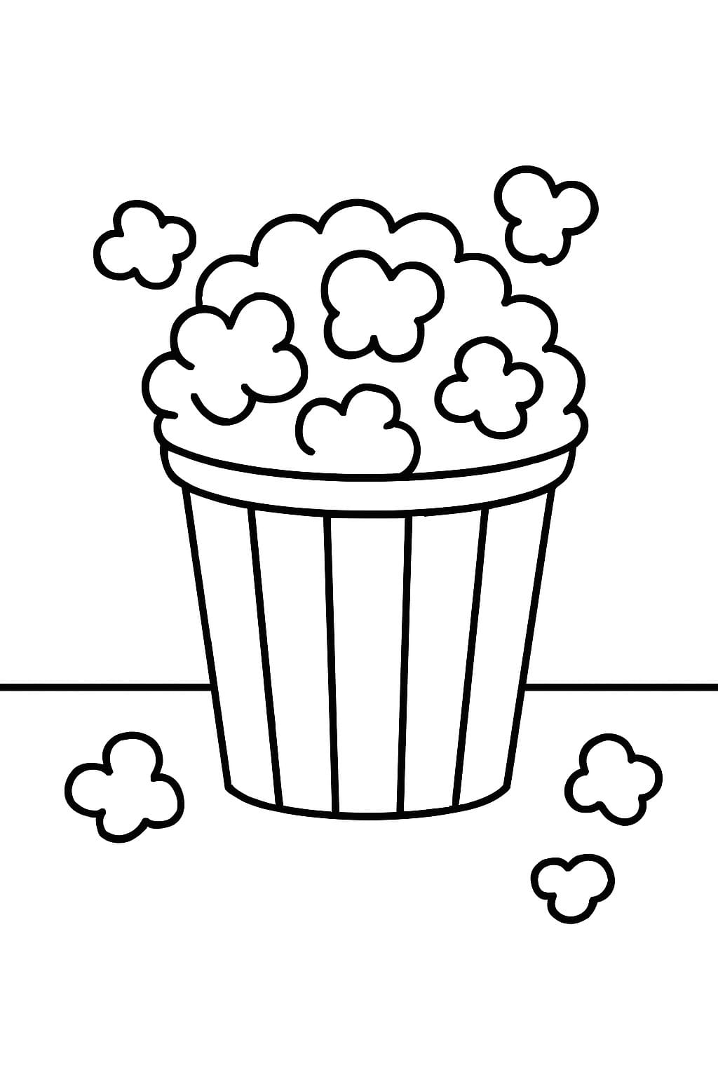 Kolorowanka Narysuj Prażona Kukurydza bezpłatny wydruku prosty