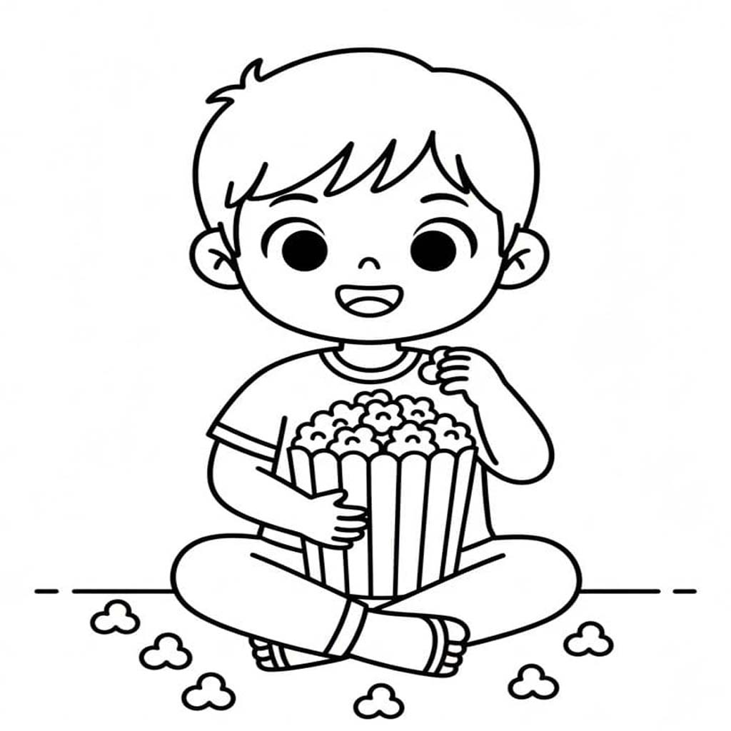 Kolorowanka Narysuj Prażona Kukurydza bezpłatny wydruku