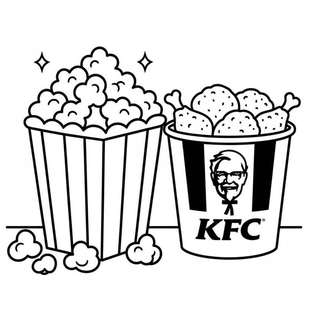 Kolorowanka Narysuj Prażona Kukurydza dla dzieci