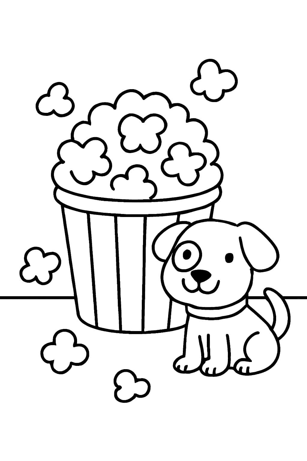 Kolorowanka Narysuj Prażona Kukurydza wydruku dla dzieci