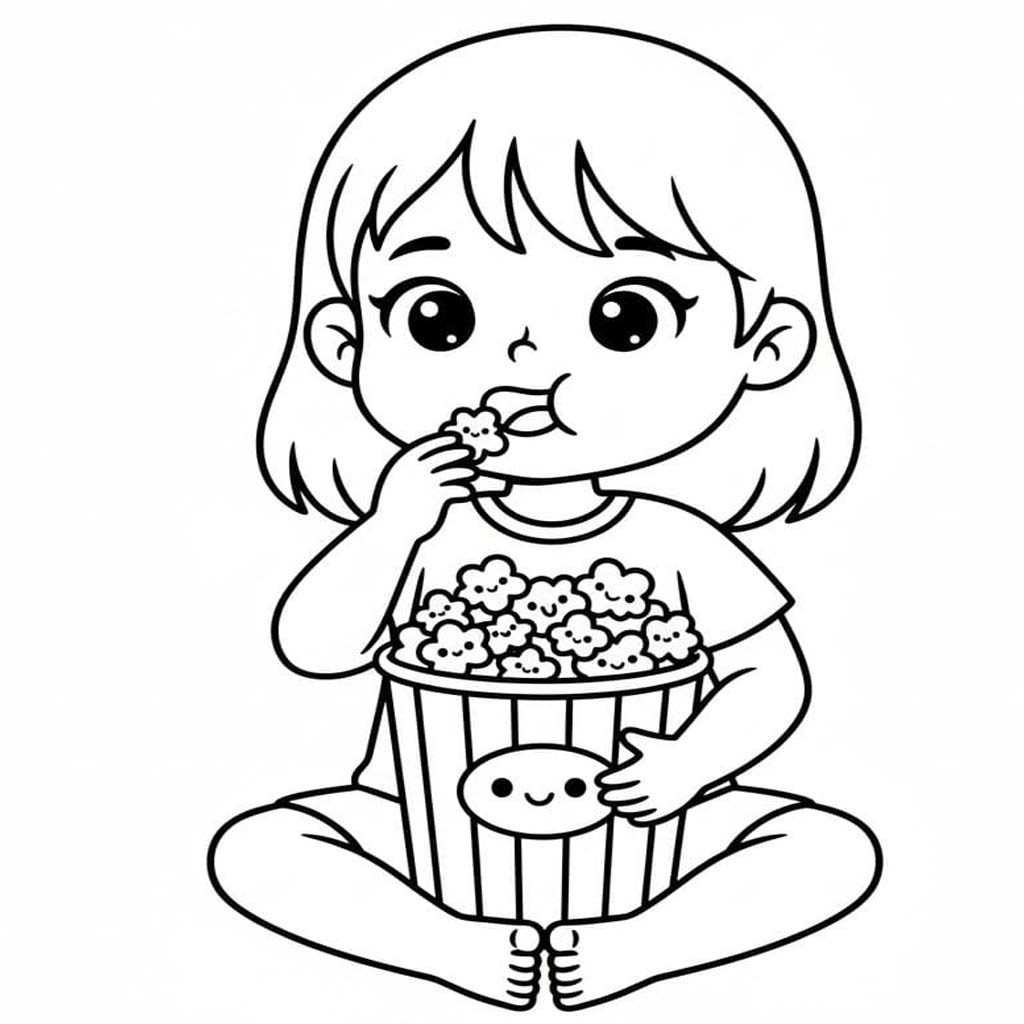 Kolorowanka Narysuj Prażona Kukurydza wydruku