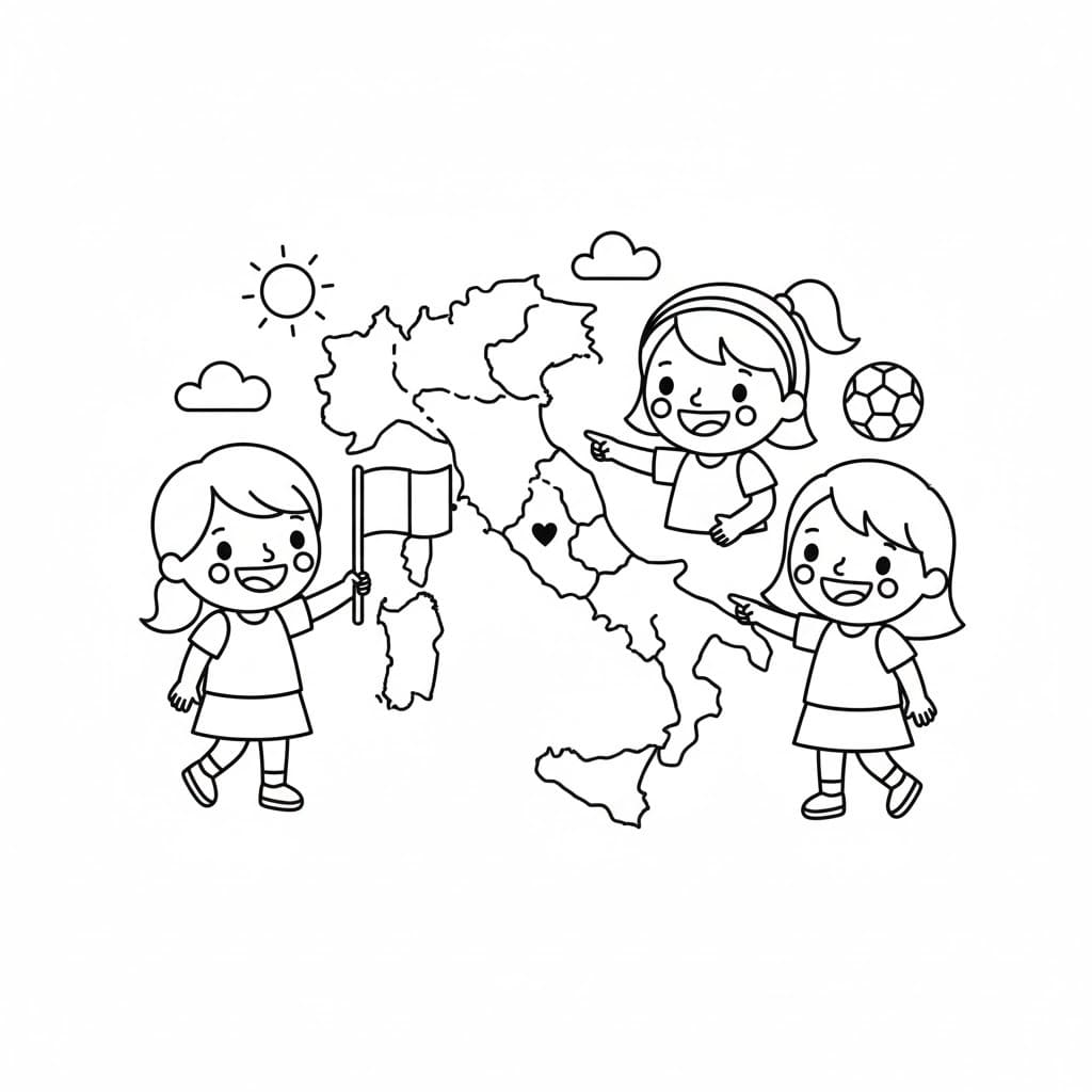 Kolorowanka Narysuj Włochy łatwy