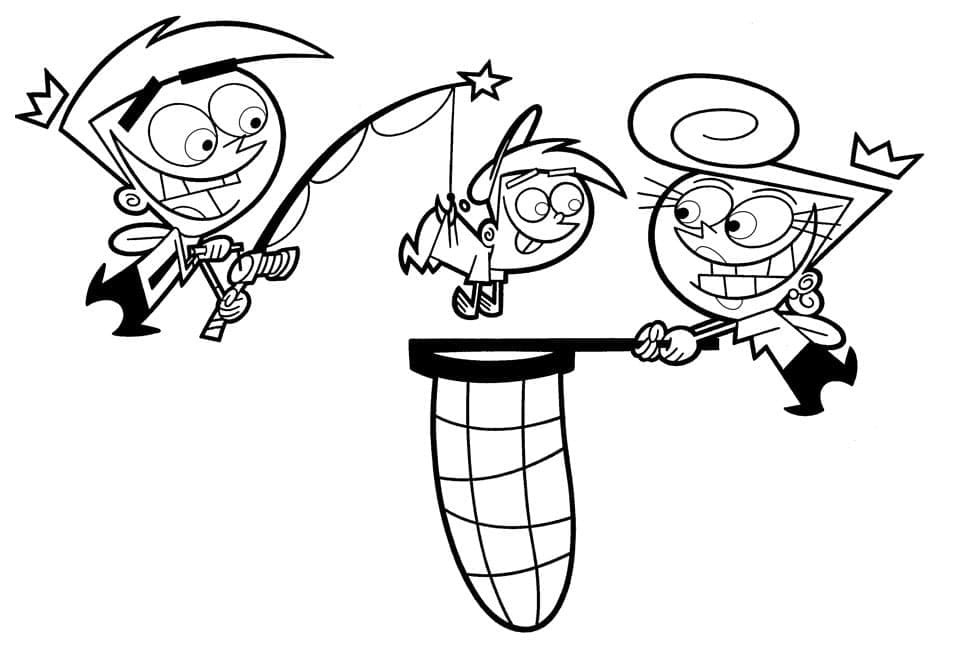 Kolorowanka Narysuj Wróżkowie Chrzestni podstawowy