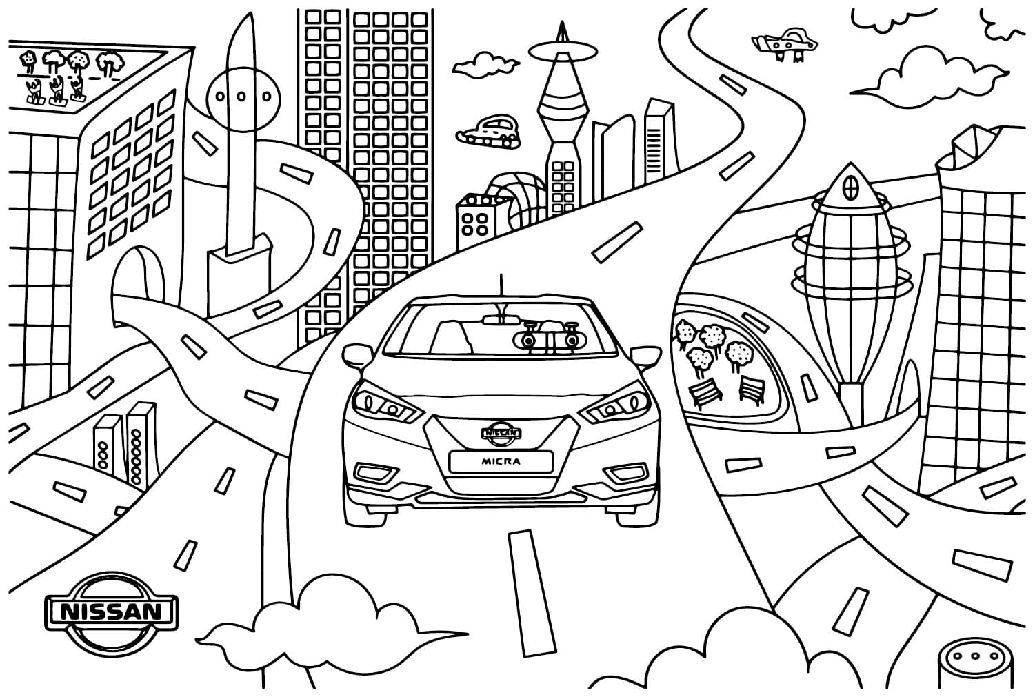 Kolorowanka Nissan bezpłatny wydruku podstawowy