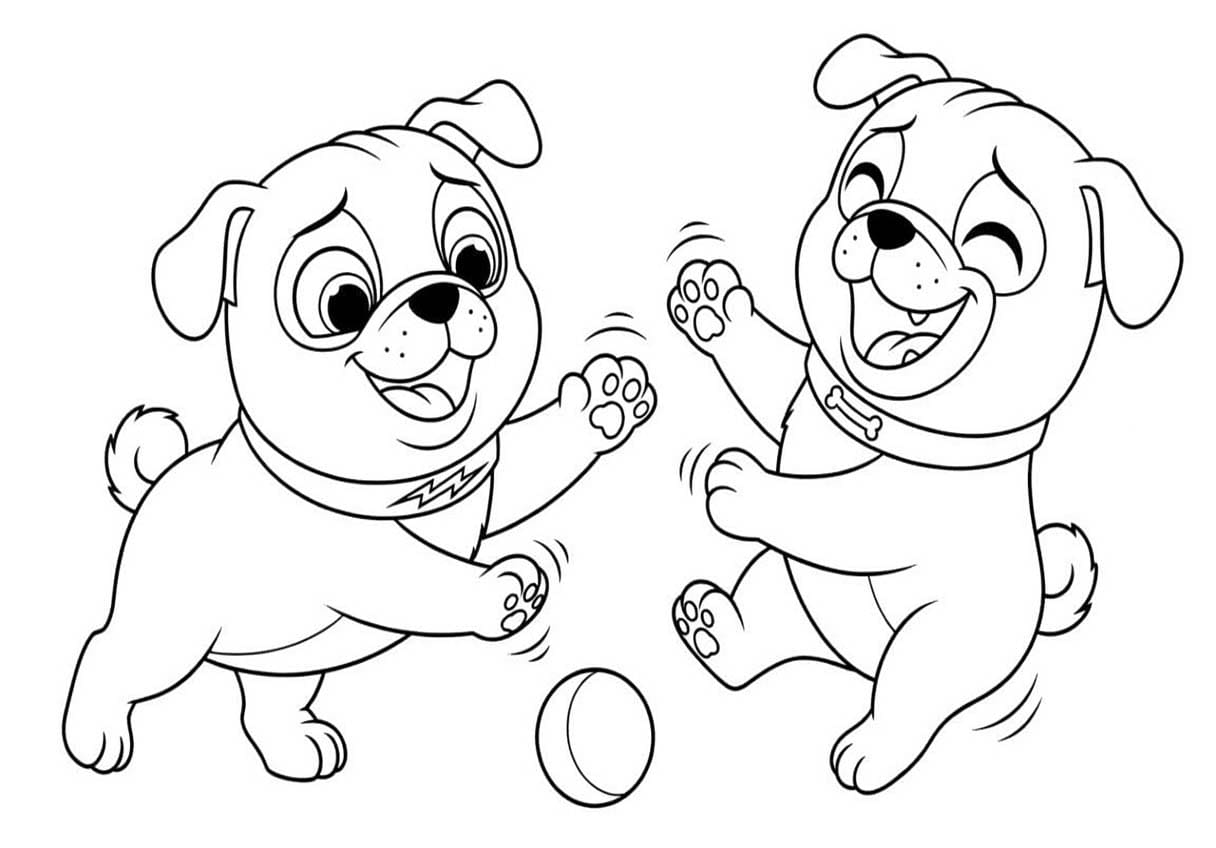 Kolorowanka Obraz Bingo i Rolly w akcji