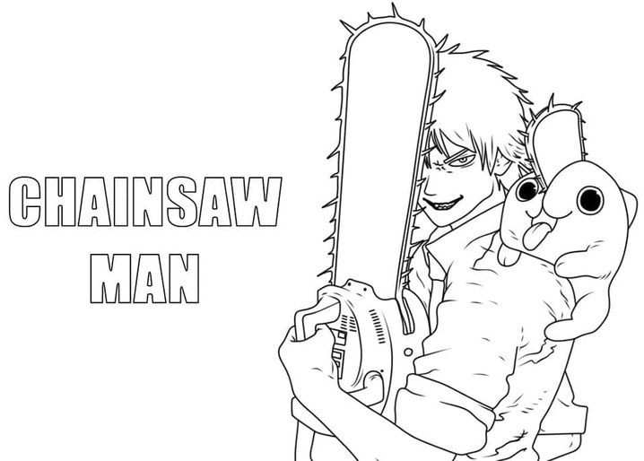 Kolorowanka Obraz Chainsaw Man bezpłatny wydruku