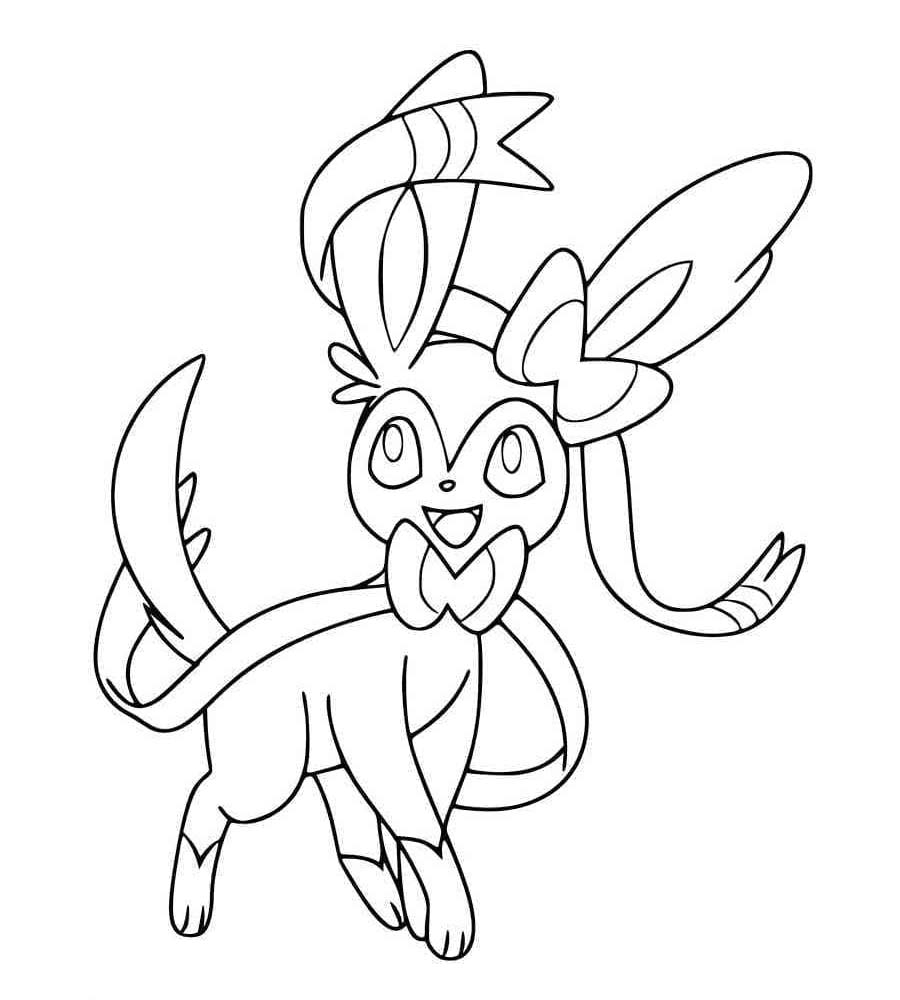 Kolorowanka Obraz Pokemon Sylveon do druku