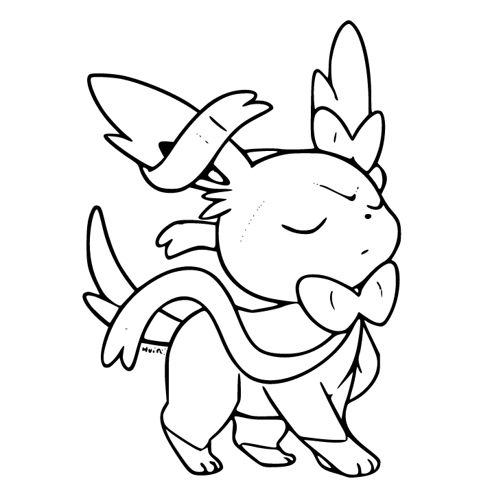 Kolorowanka Pokemon Sylveon bezpłatny wydruku łatwy