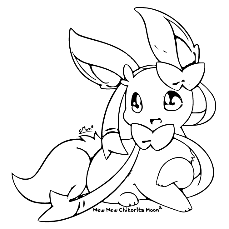 Kolorowanka Pokemon Sylveon bezpłatny wydruku podstawowy