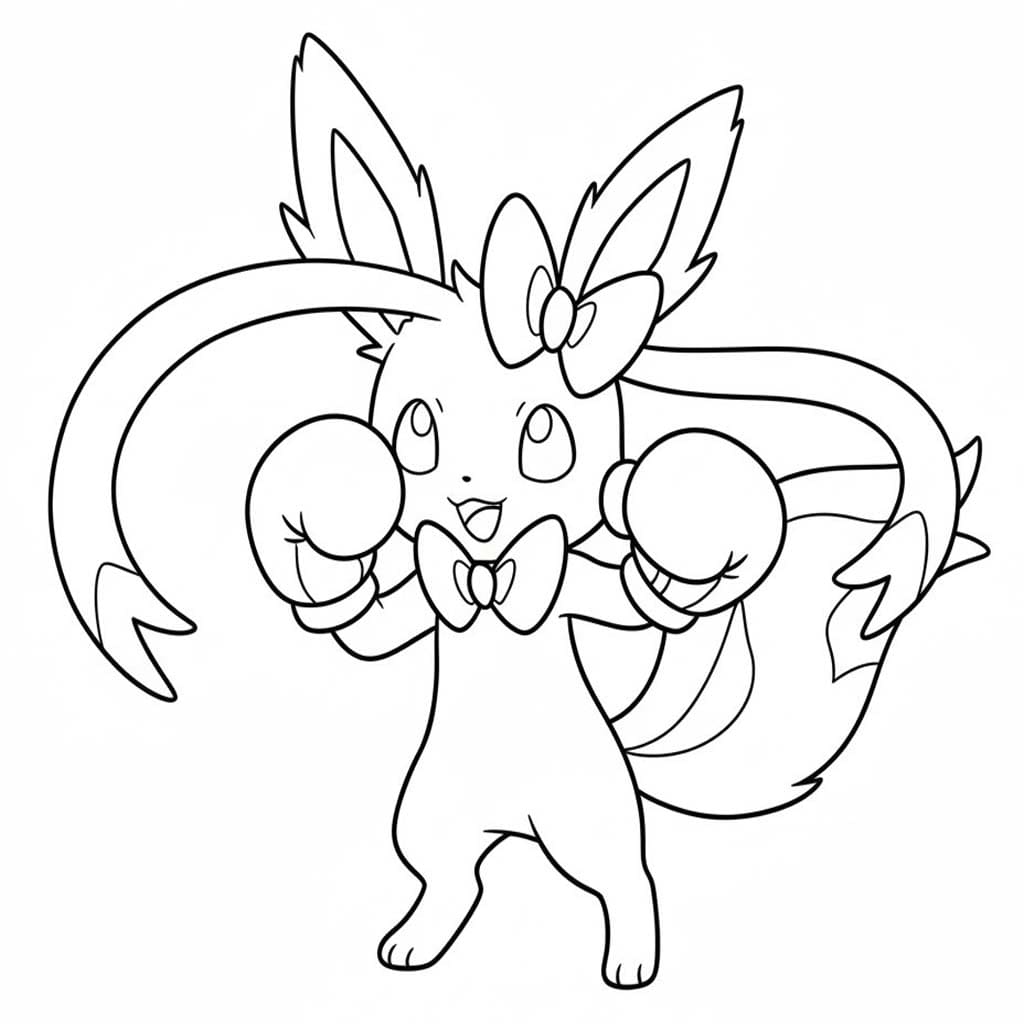 Kolorowanka Pokemon Sylveon bezpłatny wydruku prosty