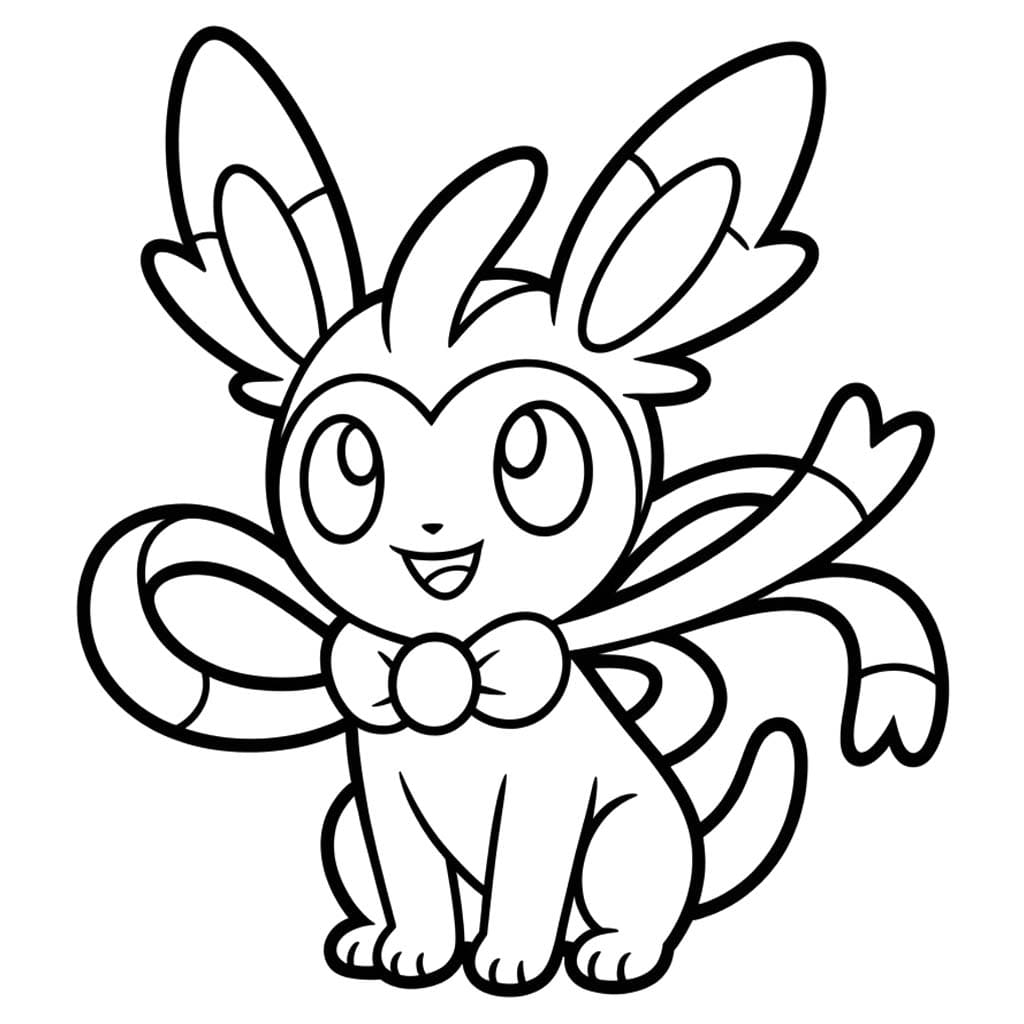 Kolorowanka Pokemon Sylveon wydruku dla dzieci