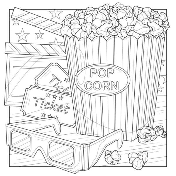 Kolorowanka Prażona Kukurydza dla dzieci