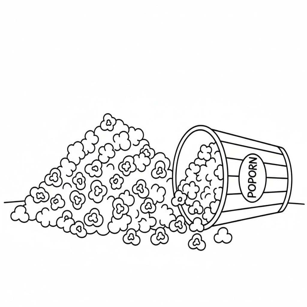 Kolorowanka Prażona Kukurydza wydruku dla dzieci