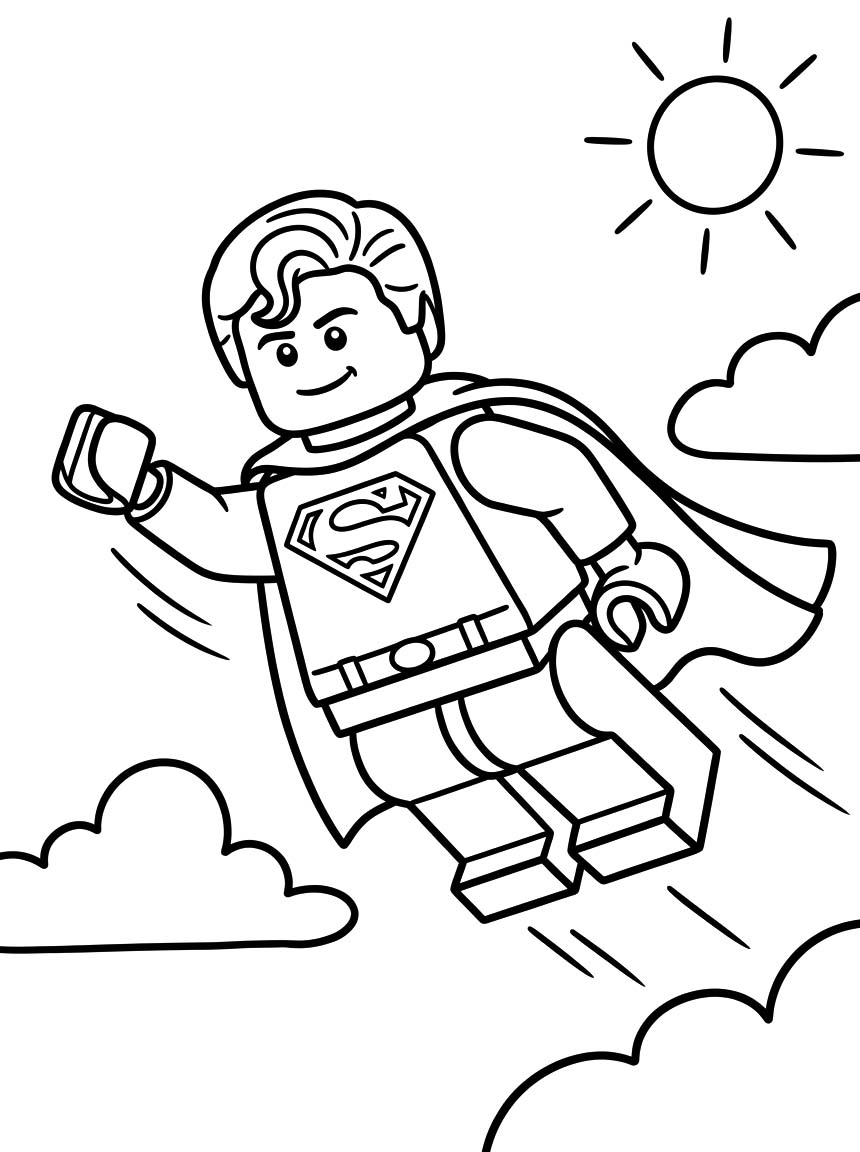 Kolorowanka Lego Superman bezpłatny wydruku prosty