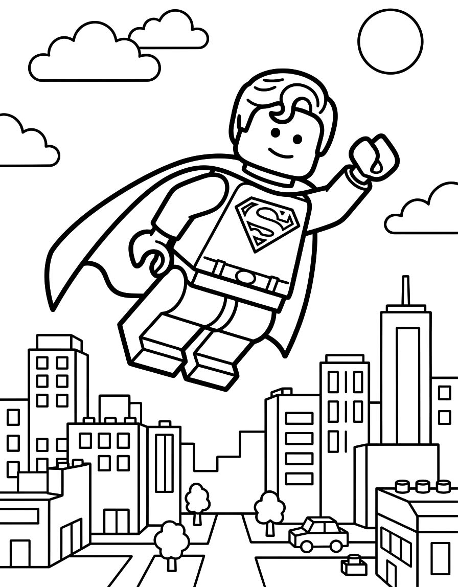 Kolorowanka Lego Superman wydruku dla dzieci