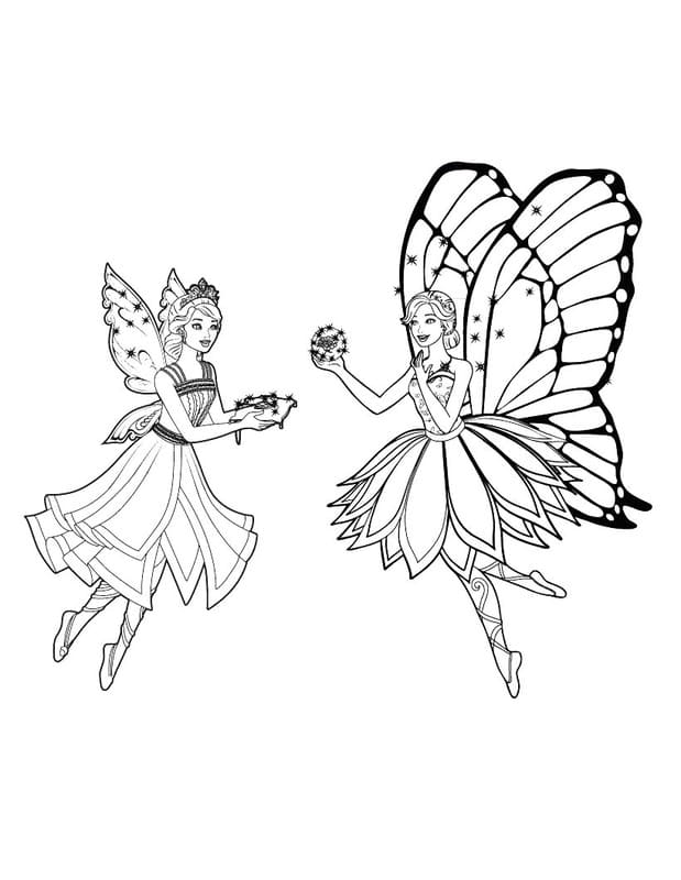Kolorowanka Narysuj Barbie Mariposa wydruku łatwy