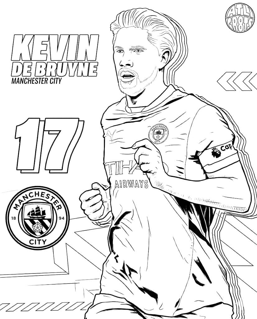 Kolorowanka Narysuj Kevin De Bruyne wydruku dla dzieci