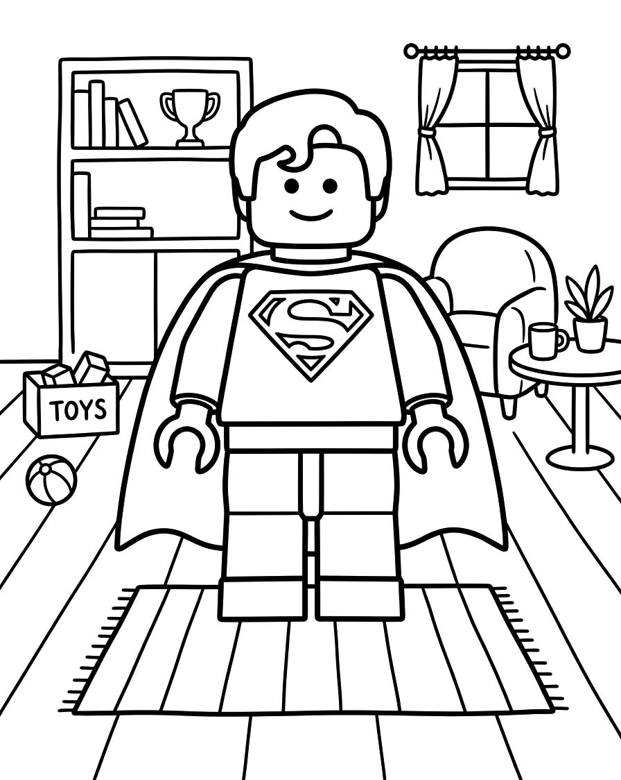Kolorowanka Narysuj Lego Superman bezpłatny wydruku łatwy
