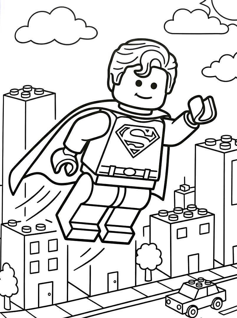 Kolorowanka Narysuj Lego Superman bezpłatny wydruku podstawowy