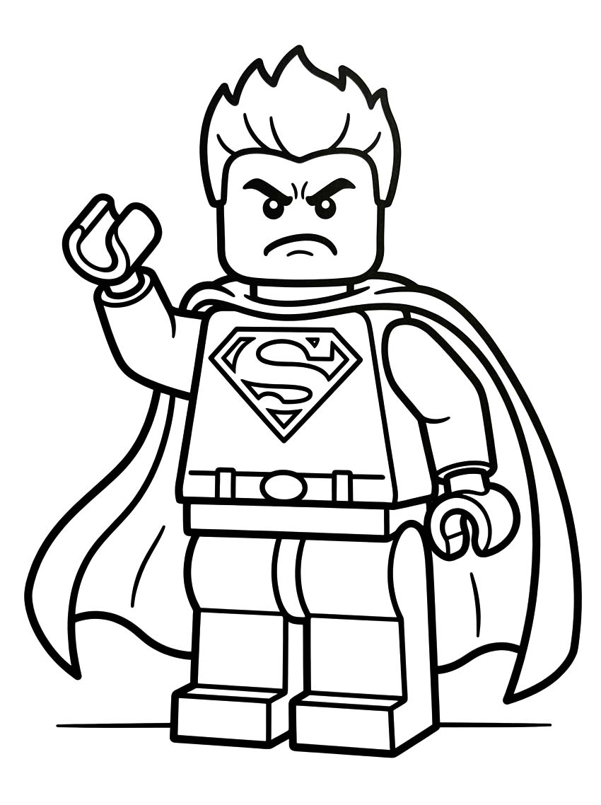 Kolorowanka Narysuj Lego Superman bezpłatny wydruku prosty
