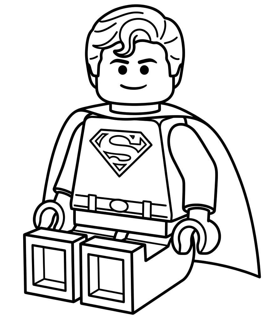 Kolorowanka Narysuj Lego Superman wydruku łatwy
