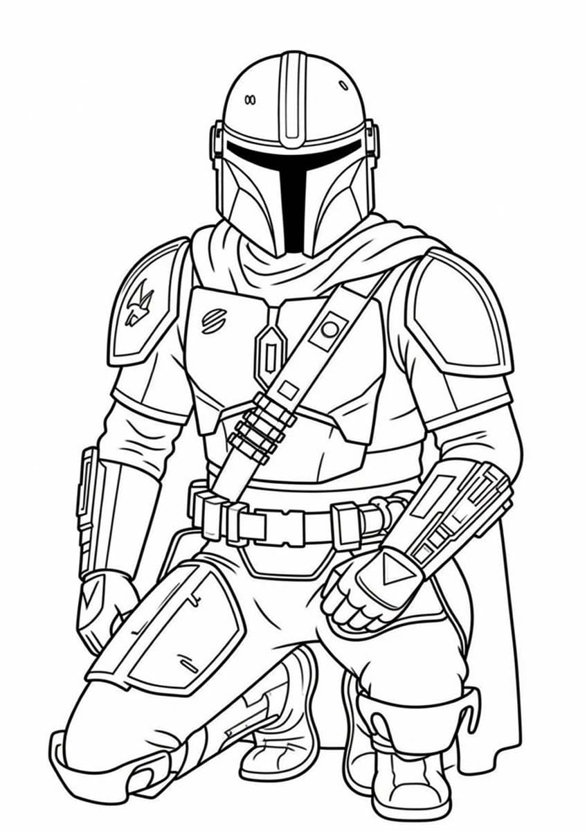 Kolorowanka Narysuj Mandalorian wydruku