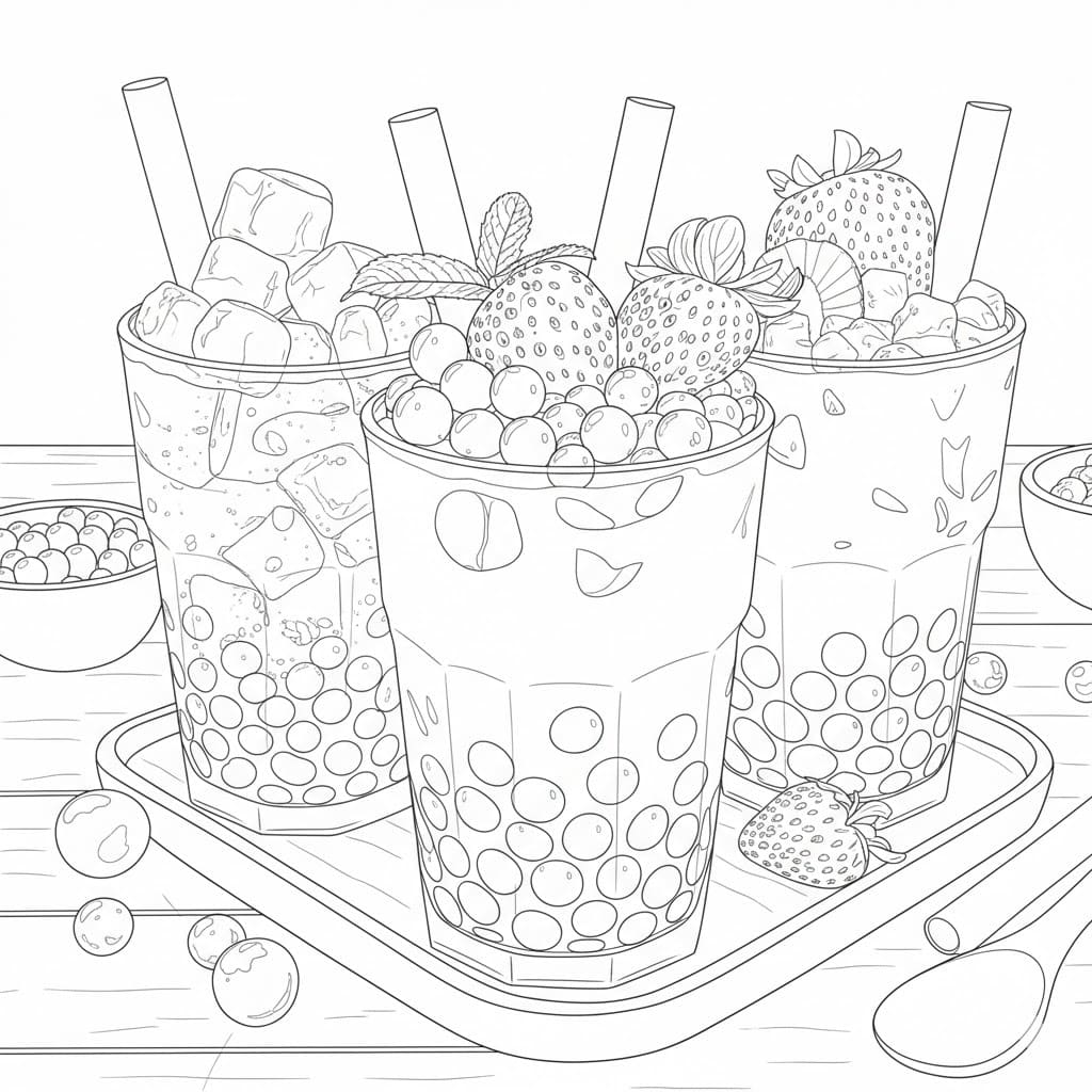 Kolorowanka Bubble Tea wydruku dla dzieci