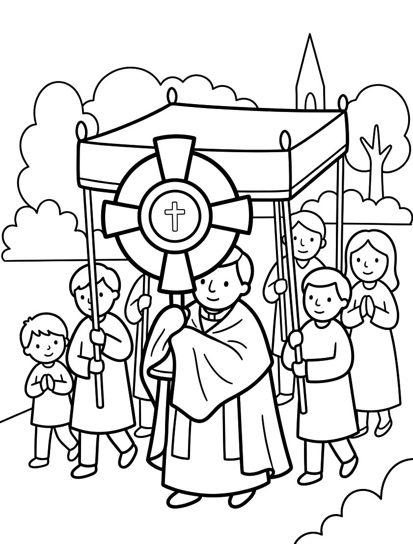 Kolorowanka Corpus Christi bezpłatny dla dzieci