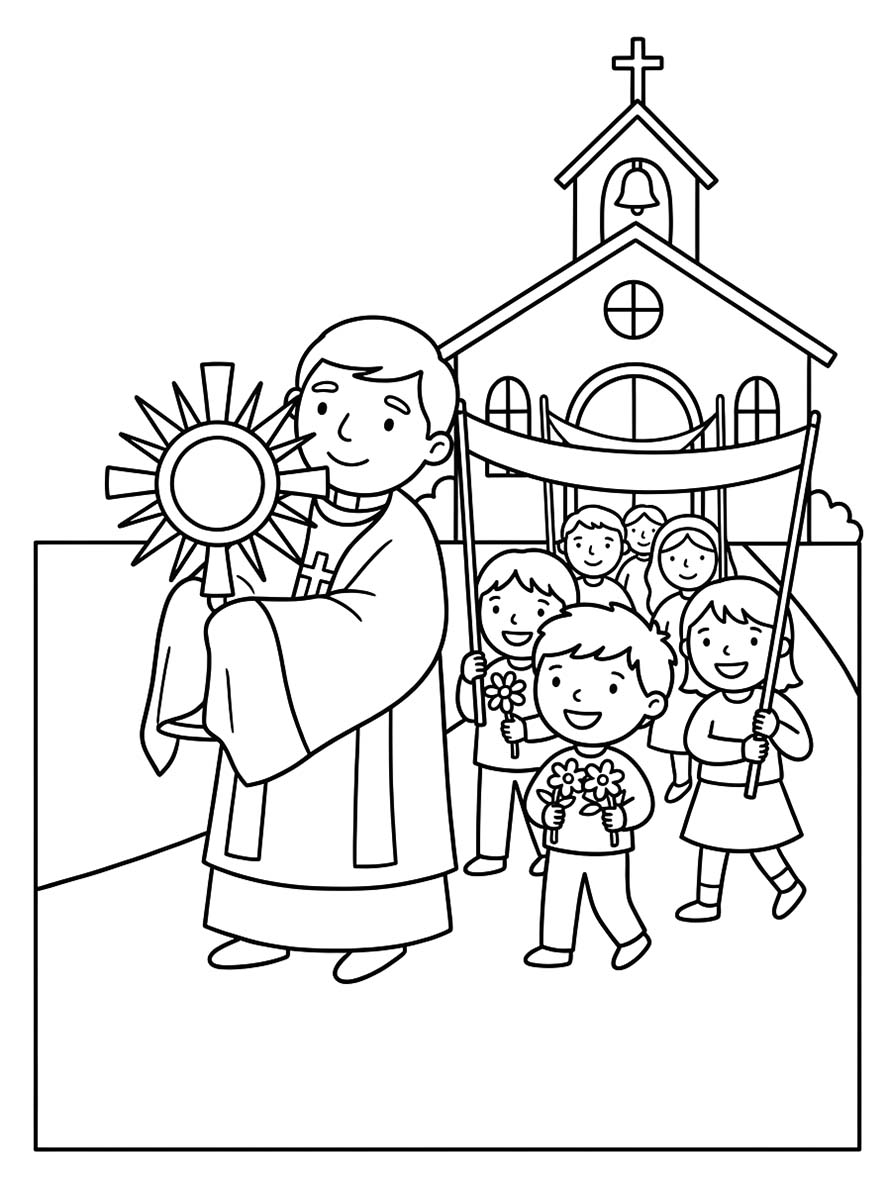 Kolorowanka Corpus Christi bezpłatny łatwy