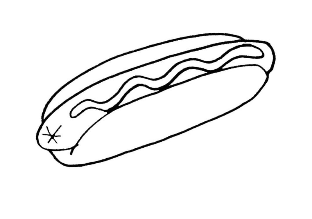 Kolorowanka Hot Dog bezpłatny prosty