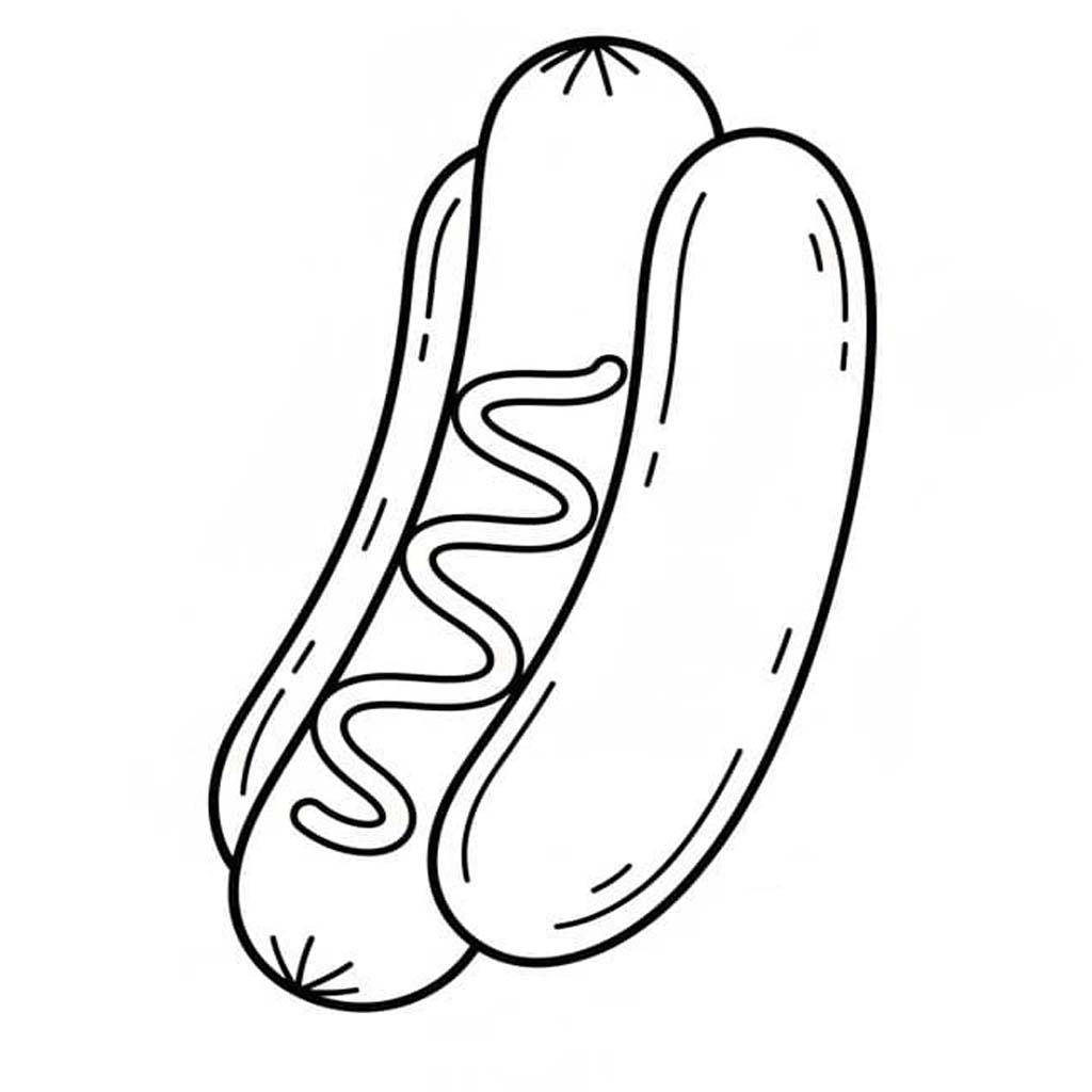 Kolorowanka Hot Dog bezpłatny wydruku podstawowy