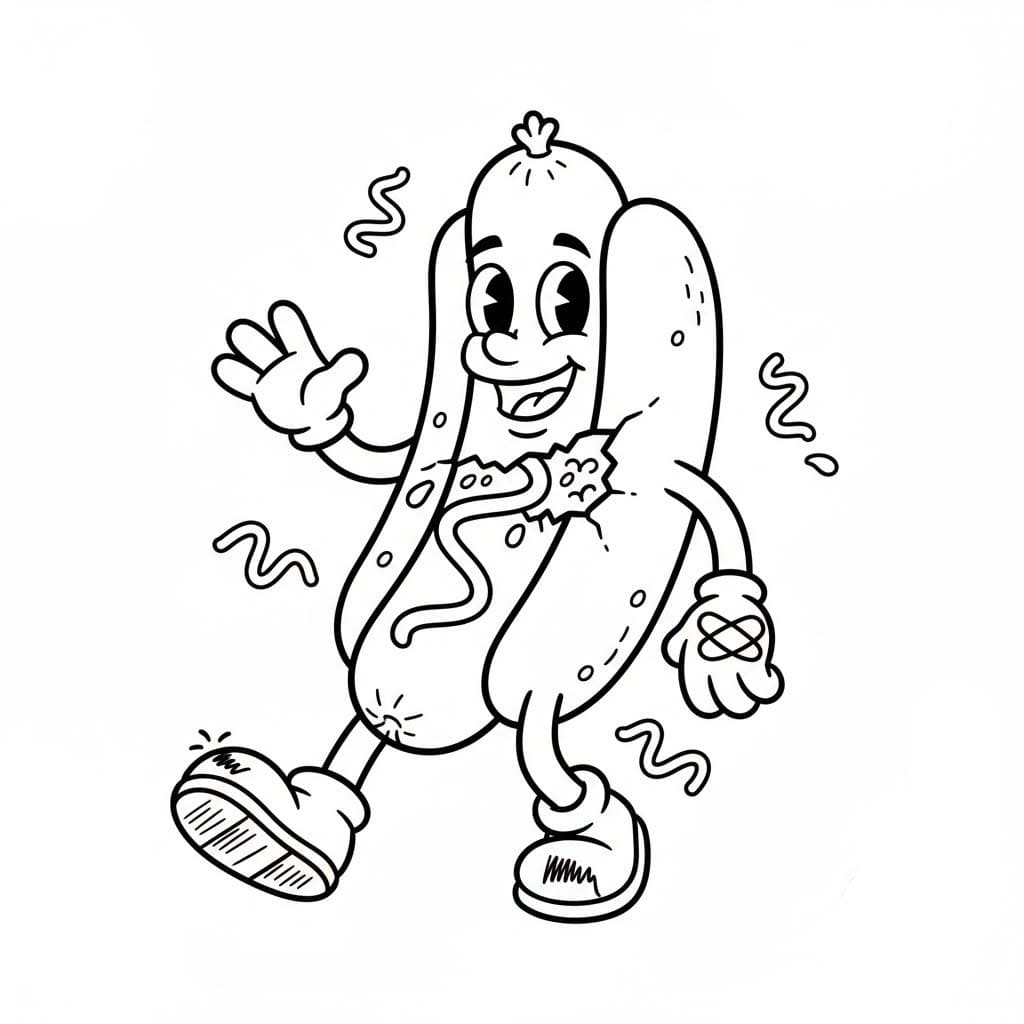 Kolorowanka Hot Dog bezpłatny wydruku prosty