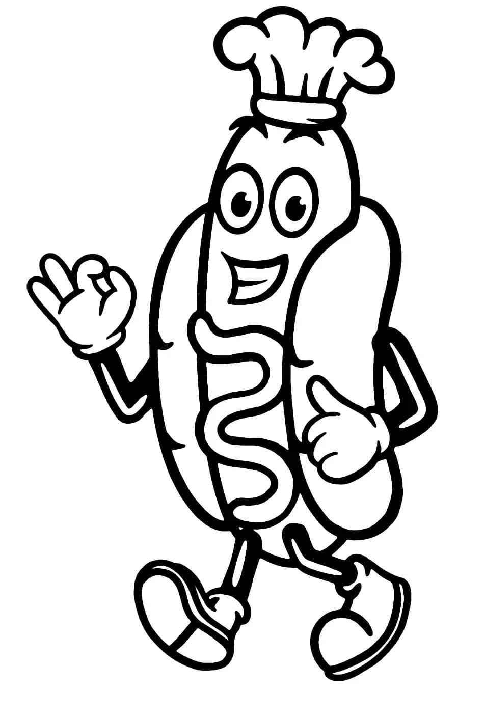 Kolorowanka Hot Dog wydruku dla dzieci