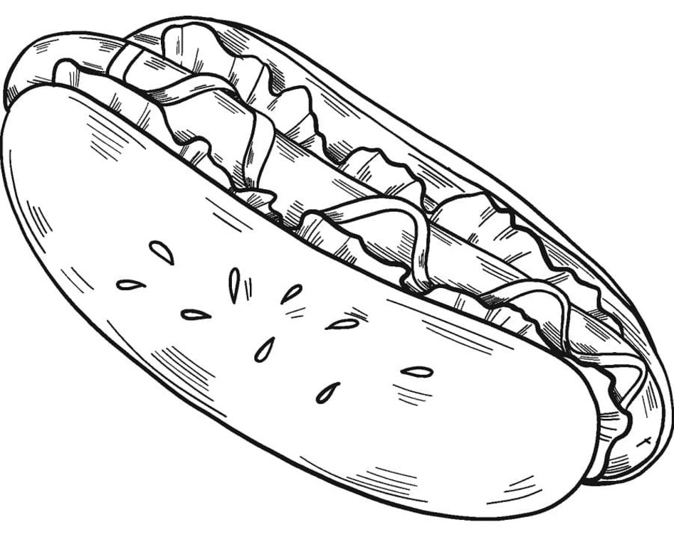 Kolorowanka Hot Dog wydruku prosty