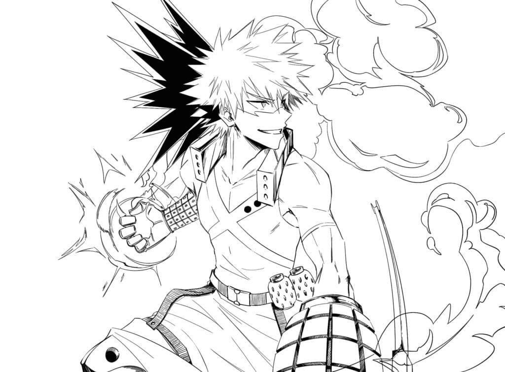 Kolorowanka Katsuki Bakugo bezpłatny łatwy