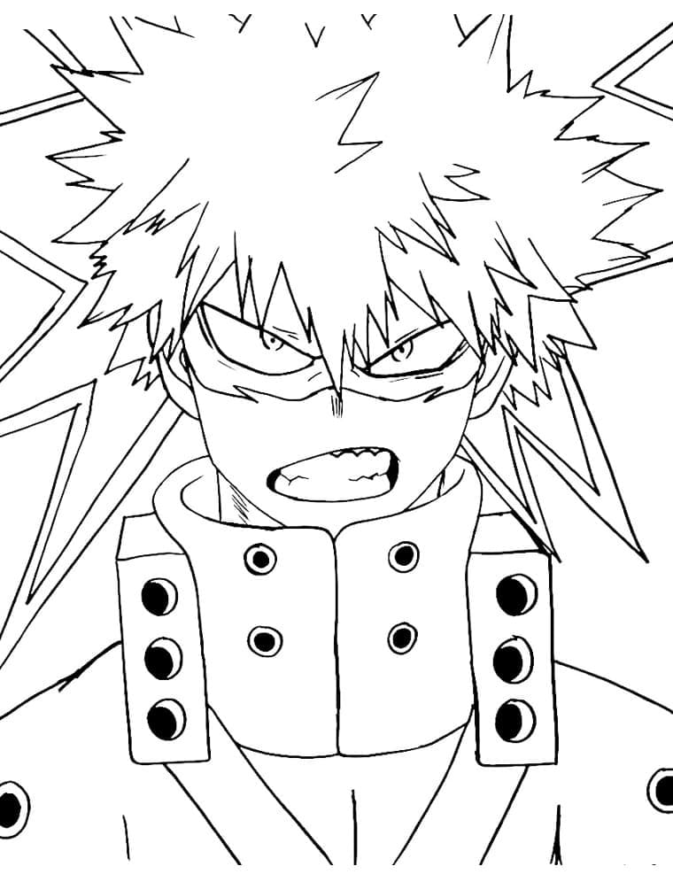 Kolorowanka Katsuki Bakugo bezpłatny wydruku prosty