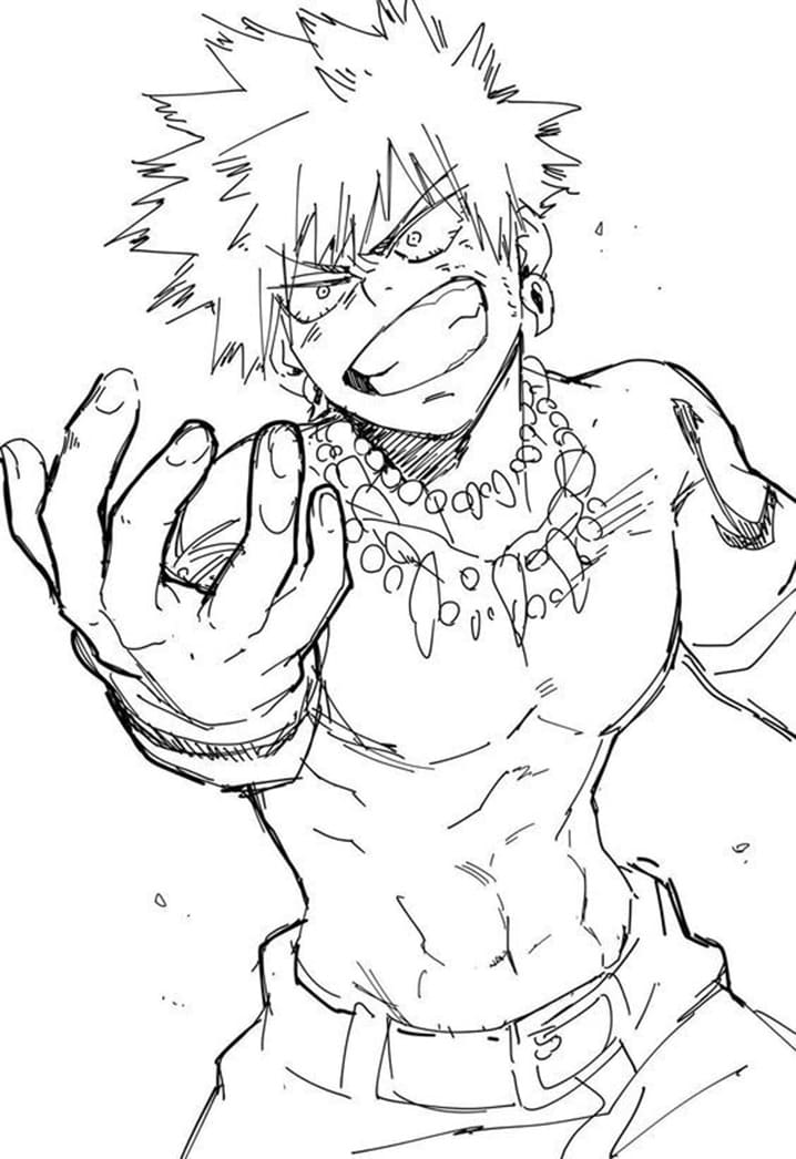 Kolorowanka Katsuki Bakugo bezpłatny wydruku