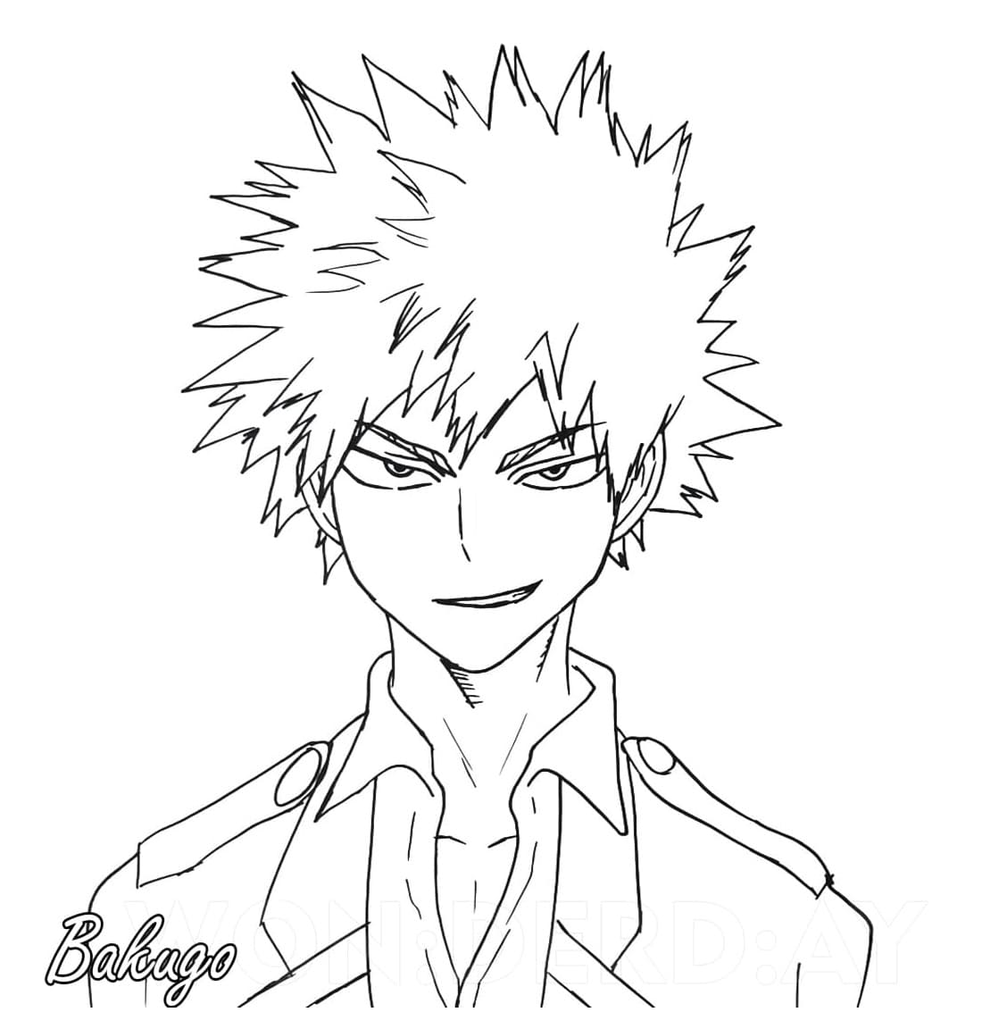 Kolorowanka Katsuki Bakugo wydruku łatwy