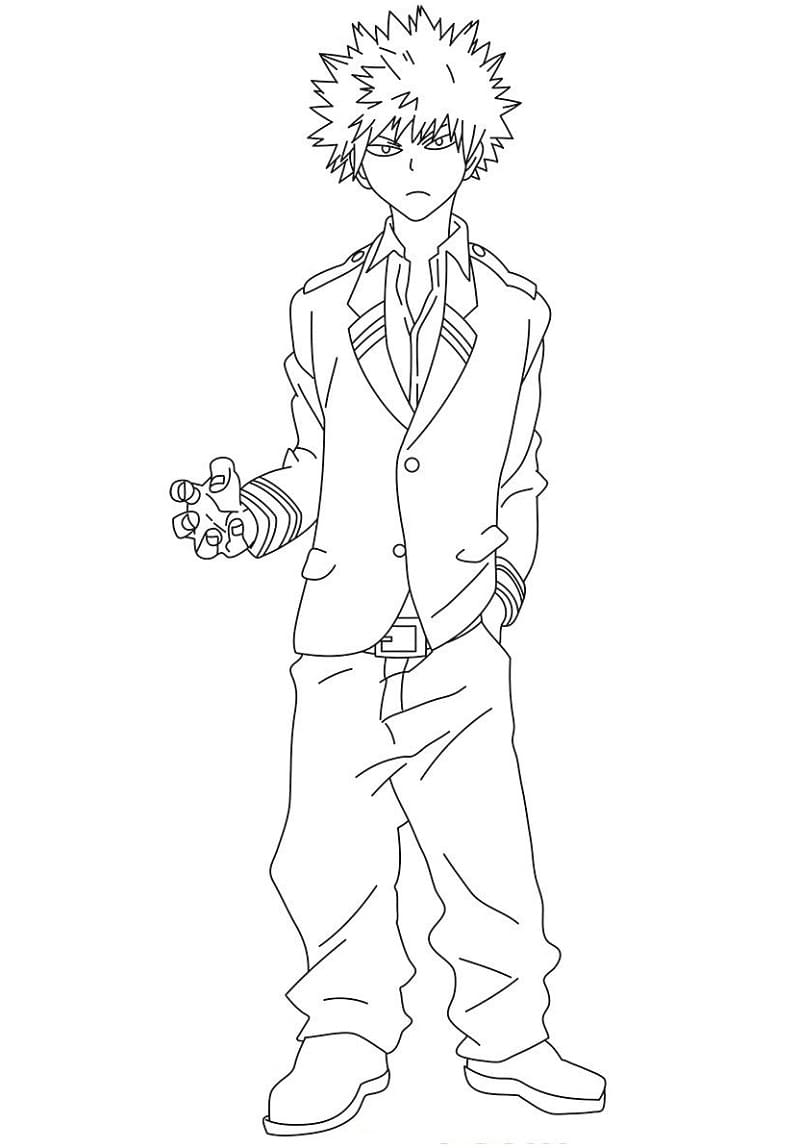Kolorowanka Katsuki Bakugo wydruku prosty