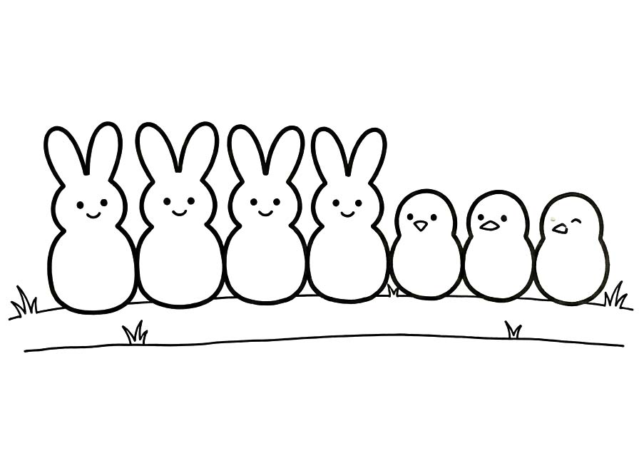 Kolorowanka Marshmallow Peeps bezpłatny łatwy