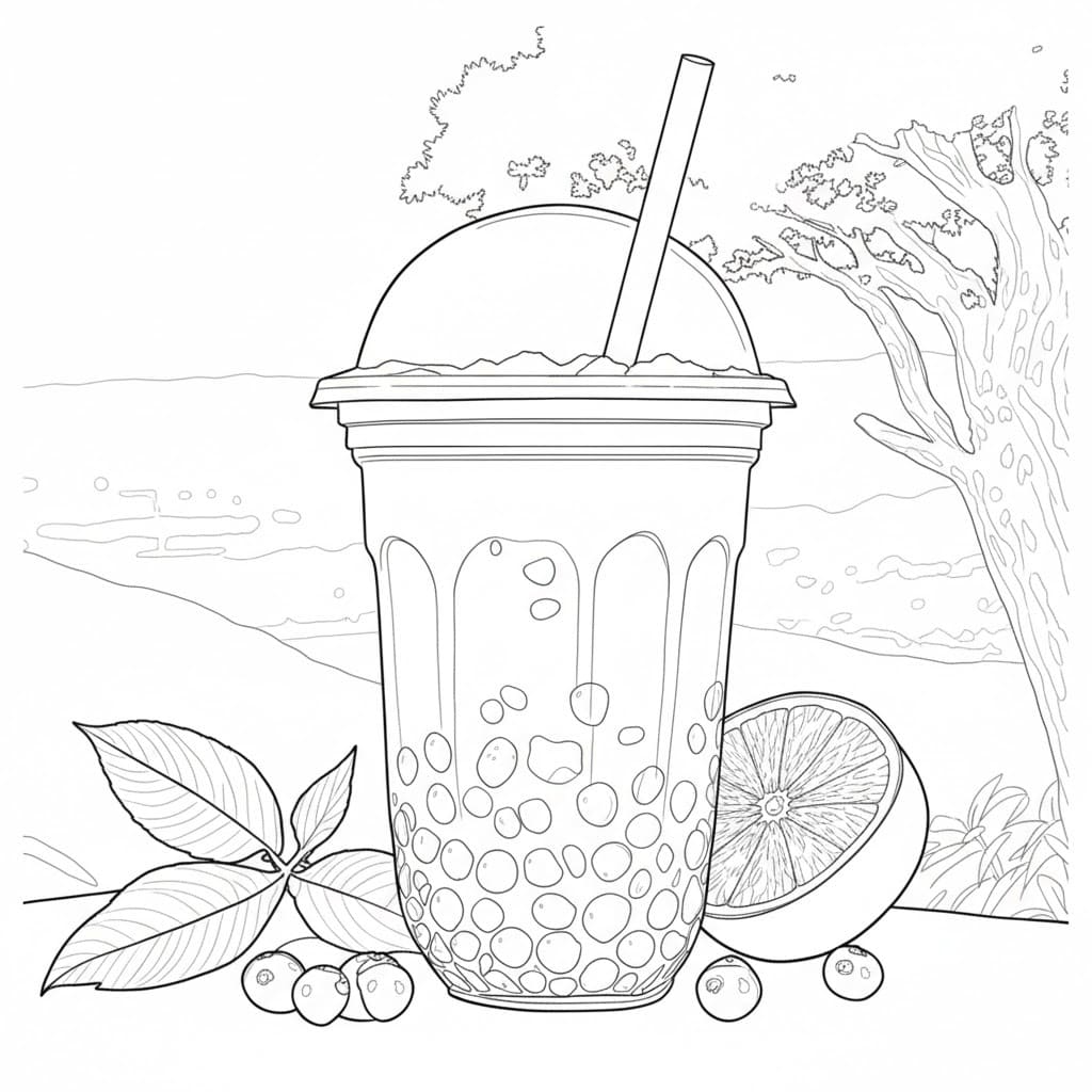 Kolorowanka Narysuj Bubble Tea bezpłatny wydruku łatwy