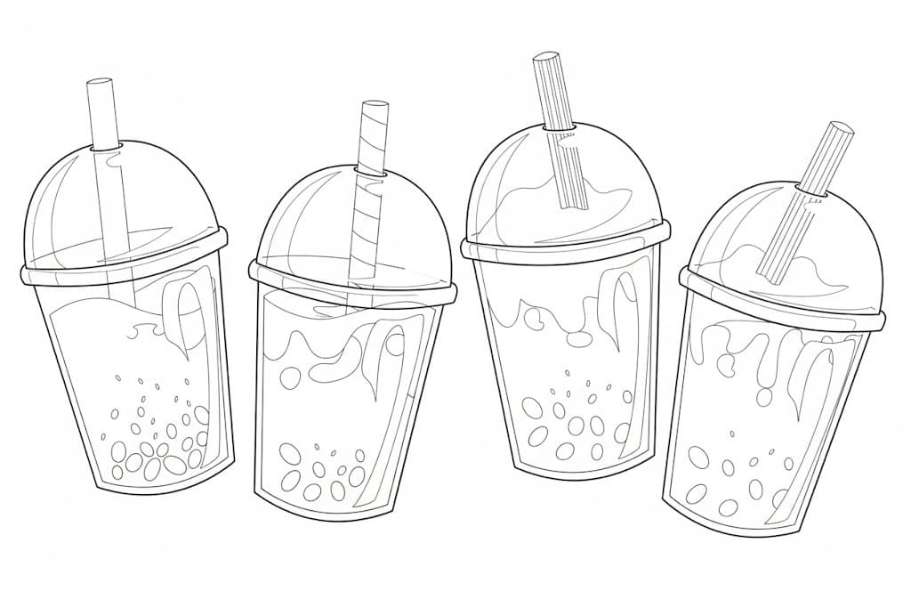 Kolorowanka Narysuj Bubble Tea podstawowy