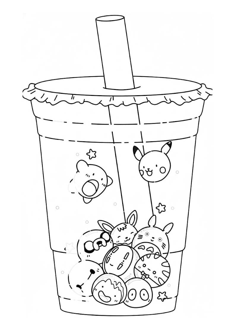 Kolorowanka Narysuj Bubble Tea prosty