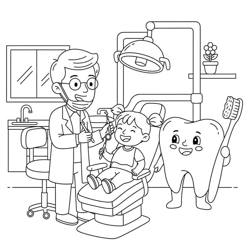 Kolorowanka Narysuj Dentysta podstawowy