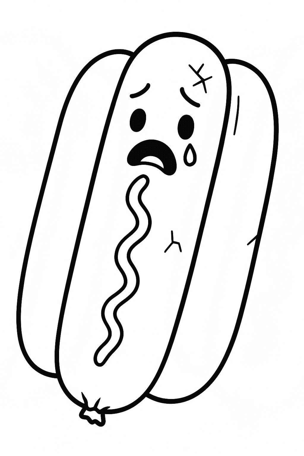 Kolorowanka Narysuj Hot Dog bezpłatny wydruku łatwy