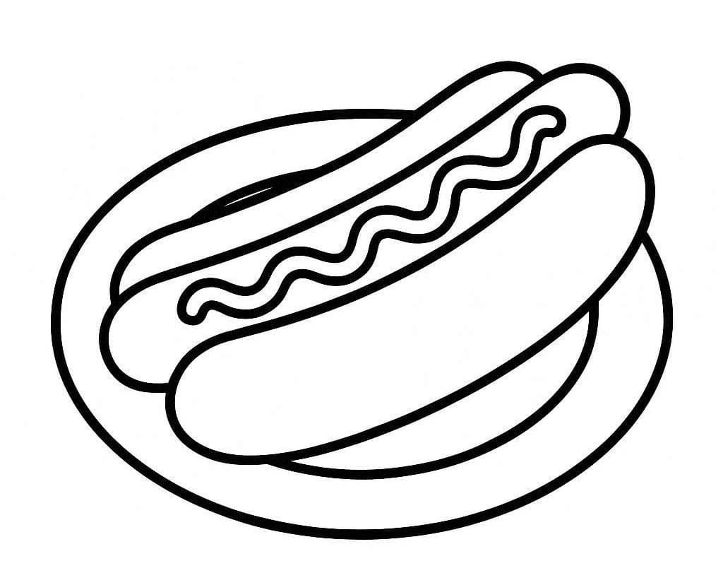 Kolorowanka Narysuj Hot Dog bezpłatny wydruku prosty