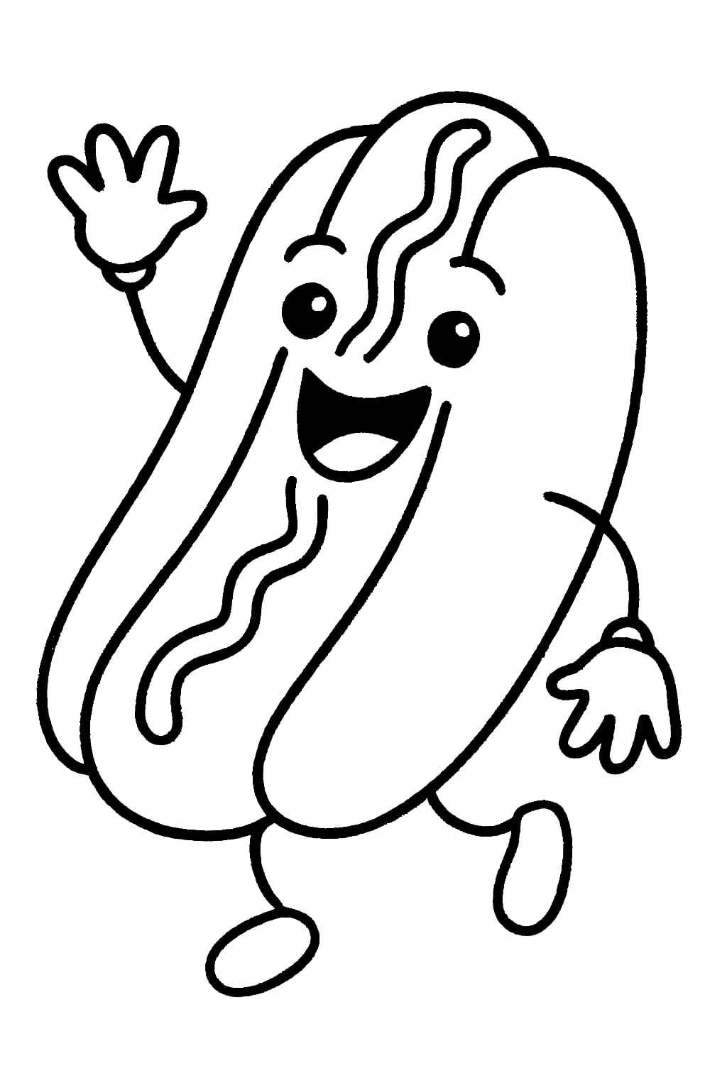Kolorowanka Narysuj Hot Dog łatwy