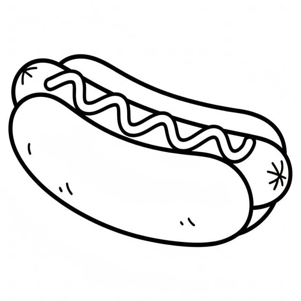 Kolorowanka Narysuj Hot Dog wydruku dla dzieci