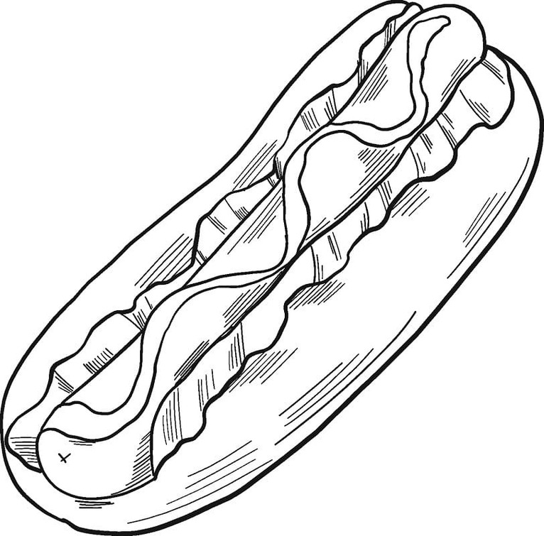 Kolorowanka Narysuj Hot Dog wydruku podstawowy